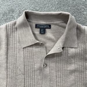 Christian Lacroix Mens L Knit Shirt 100% Extrafine Merino Wool Button Up Polo